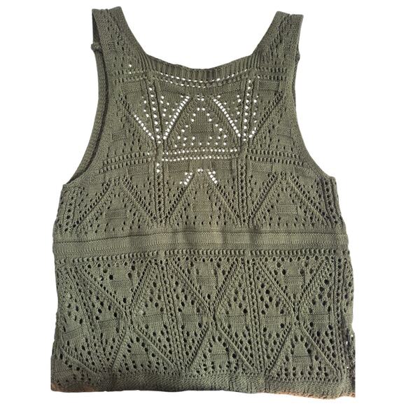 Cider Crochet Dress Green Open Knit Lined Sleeveless Sz S Boho Festival Summer - Picture 4 of 8